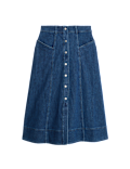 Denim Button Front Midi Circle Skirt