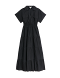 Pure Cotton V-Neck Midaxi Tiered Shirt Dress