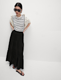 Shirred Midaxi Tiered Skirt