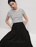 Shirred Midaxi Tiered Skirt