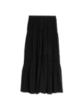 Shirred Midaxi Tiered Skirt