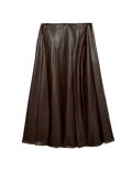 Leather Look Pleated Midaxi A-Line Skirt