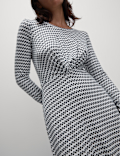 Jersey Round Neck Twist Front Midi Column Dress