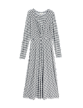 Jersey Round Neck Twist Front Midi Column Dress