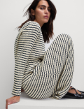 Cotton Blend Striped Midi Skater Dress