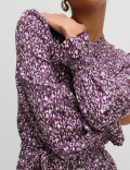 Cotton Blend Printed Midi Waisted Dress