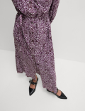 Cotton Blend Printed Midi Waisted Dress