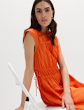 Pure Cotton Tie Detail Mini Waisted Dress