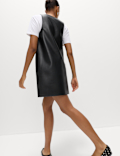 Faux Leather Embellished Mini Shift Dress