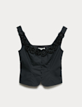 Pure Cotton Flower Detail Corset Top