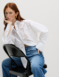 Pure Cotton Broderie Collared Shirt