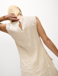 Plisse Round Neck Top