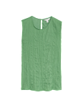 Plisse Round Neck Top