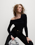 Jersey Asymmetric Neck Bardot Top