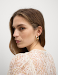 Lace Round Neck Tie Front Blouse