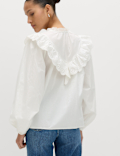 Pure Cotton Broderie Long Sleeve Blouse