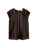 Plisse Striped Round Neck Sleeveless Top