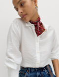 Textured Collared Button Through Shirt