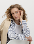 Pure Cotton Striped Collared Shirt