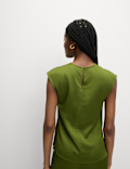 Plisse Round Neck Sleeveless Top