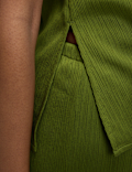 Plisse Round Neck Sleeveless Top