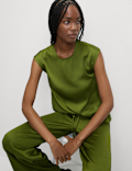 Plisse Round Neck Sleeveless Top
