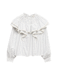 Pure Cotton Striped Lace Detail Blouse