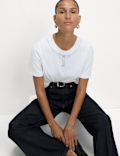 Bow embellished jersey tee
