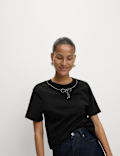 Bow embellished jersey tee