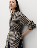 Pure Cotton Checked Drawcord Waist Shirt