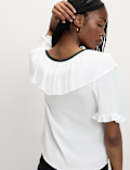 Frill Neck Tie Detail Top