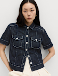 Cotton Rich Denim Utility Short Sleeve Shirt