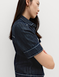 Cotton Rich Denim Utility Short Sleeve Shirt