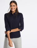 Cotton Rich Split 3/4 Sleeve Shirt