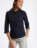 Cotton Rich Split 3/4 Sleeve Shirt