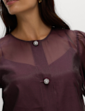 Organza Embellished Button Detail Top