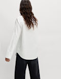 Pure Cotton Beaded Collar Oversized Shirt