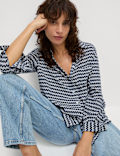 Geometric Collared Button Through Shirt