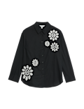 Pure Cotton Embroidered Collared Shirt