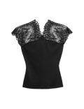 Pure Cotton Lace Insert V-Neck Top