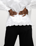 Pure Cotton Broderie Frill Detail Blouse