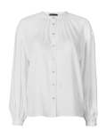 Collarless Blouson Sleeve Blouse
