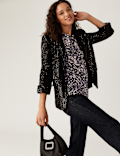 Star Print Sparkly Round Neck Blouse
