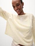 Sequin Round Neck Blouse