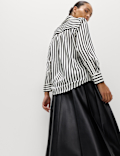 Satin Striped Collared Button Through Shirt