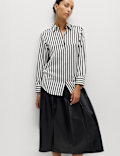 Satin Striped Collared Button Through Shirt