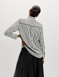 Satin Striped Collared Button Through Shirt