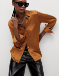 Satin Collared Button Through Shirt