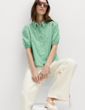 Pure Cotton Embroidered Button Through Shirt