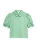 Pure Cotton Embroidered Button Through Shirt
